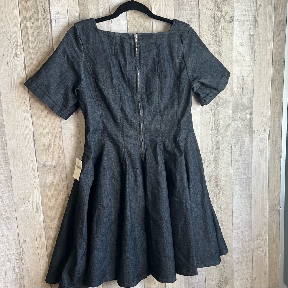 NWT Anthropologie Pilcro Short-Sleeve Square-Neck Denim Mini Dress Medium - Picture 10 of 15